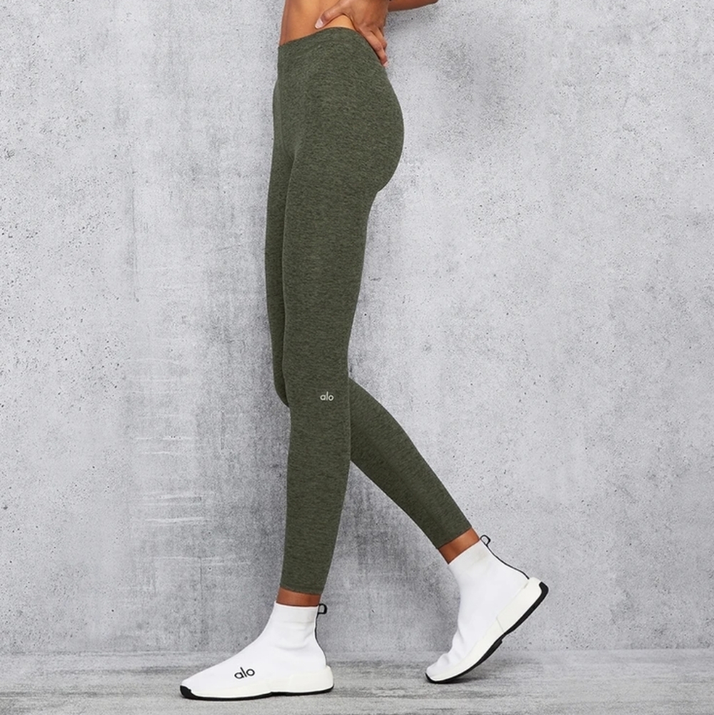 Alo Yoga | Alosoft Flow Yoga Legging Heather Olive Green Small Medium